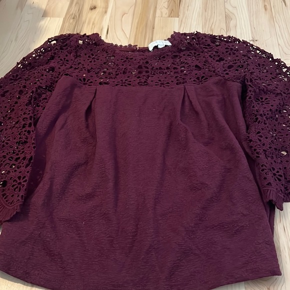 Eri and Ari burgundy lace top from Anthropologie - Picture 2 of 4